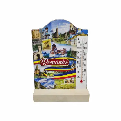 Romania, decoratiune lemn cu termometru, model  09